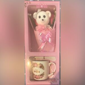 Best Mom Pink Gift Set with Bear and Mug